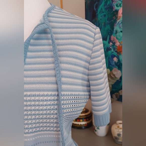 Kay Windsor Vintage Baby Blue And White Sweater Dress - Picture 5 of 16